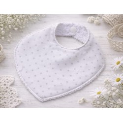 Babero de bebé hecho a mano Estrellas gris claro pastel