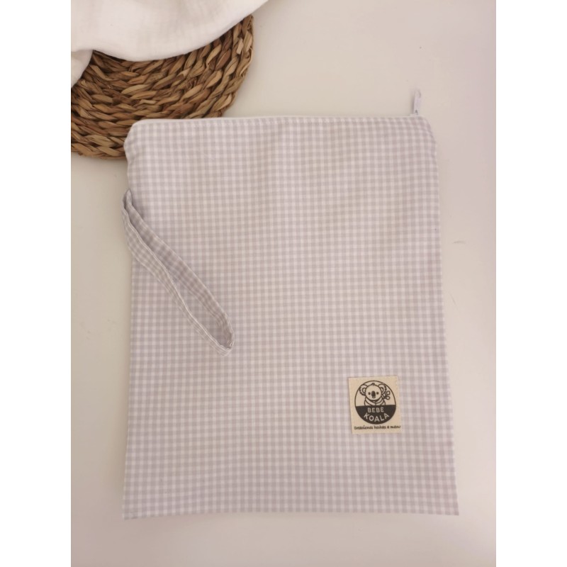 Bolsa ligera Vichy gris claro pastel