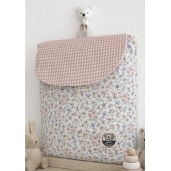 Mochila infantil  floral Chloe combinada con vichy rosa
