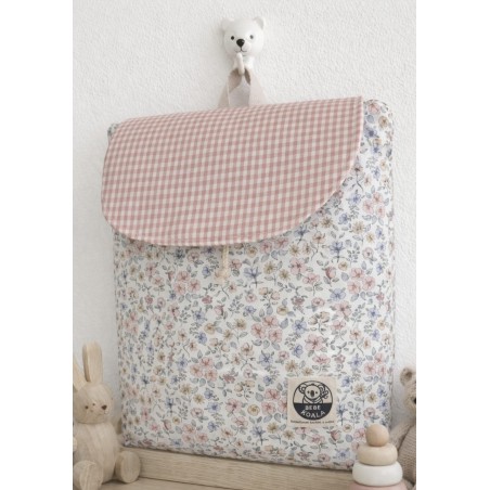 Mochila infantil  floral Chloe combinada con vichy rosa