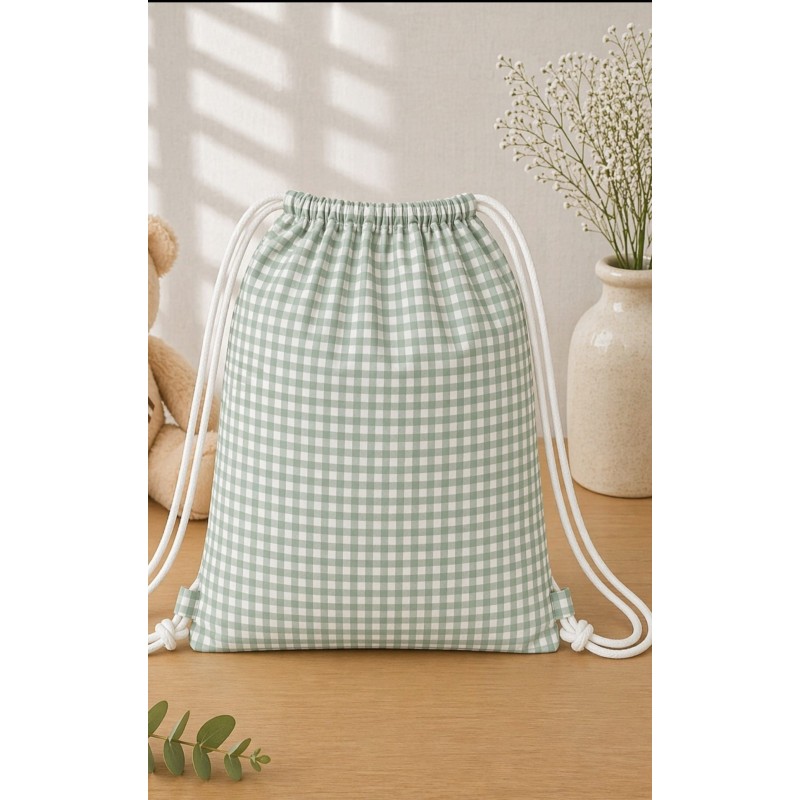 Mochila saco Verde Salvia Pastel