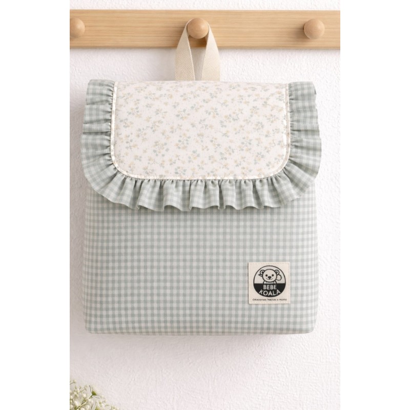 Mochila Infantil Vichy Verde Salvia Pastel