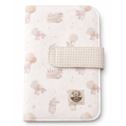 Portapañales Bunny Love combinada con vichy beige claro pastel