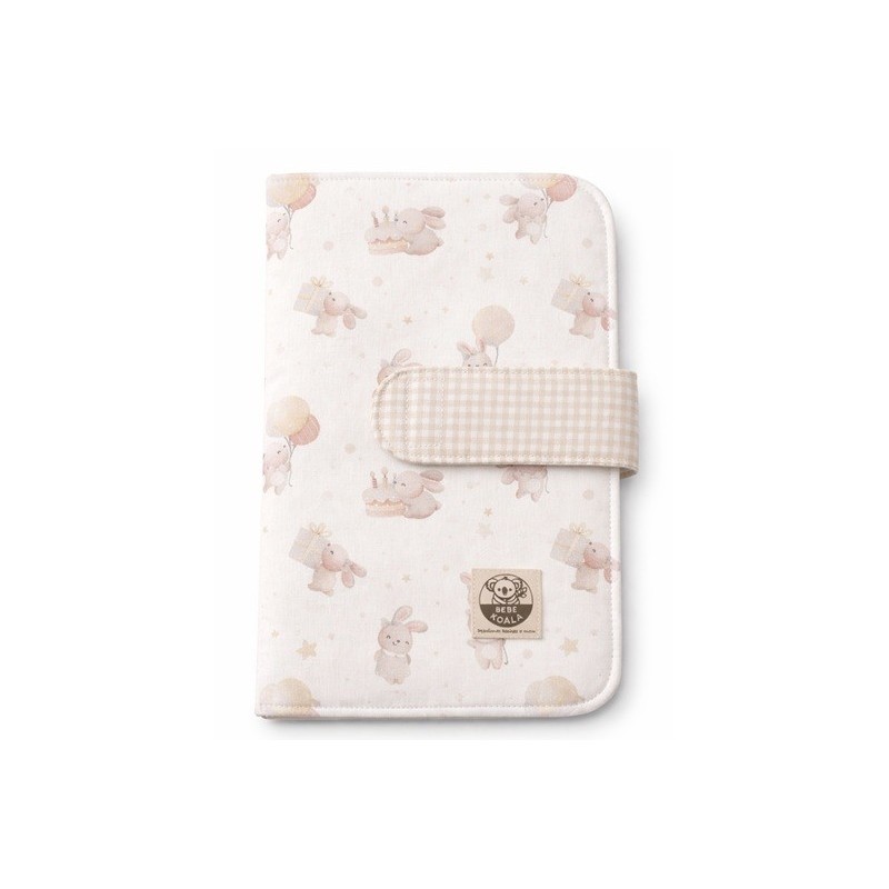Portapañales Bunny Love combinada con vichy beige claro pastel